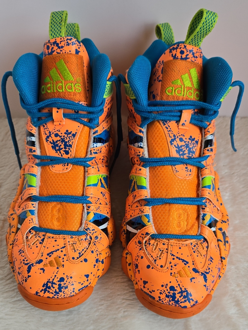 Adidas Crazy 8 Splash Paint Orange Blue Basketball Shoes Men’s 10